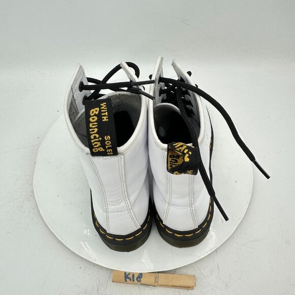 Dr. Martens The Original 1460 Women Size 7 White Leather 8 Hole Combat Boot - Picture 9 of 11